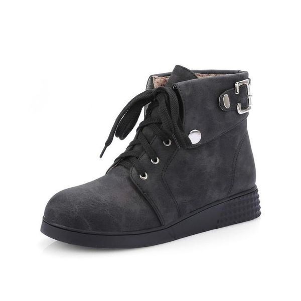 

boots women ankle low heels wedges shoes woman gladiator lace up autumn warm shoe chaussures femme zapatos mujer sapato nh412, Black