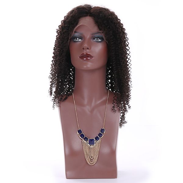 

kinky curly lace front human remy hair wigs for black women middle part brazilian peruvian, Black;brown