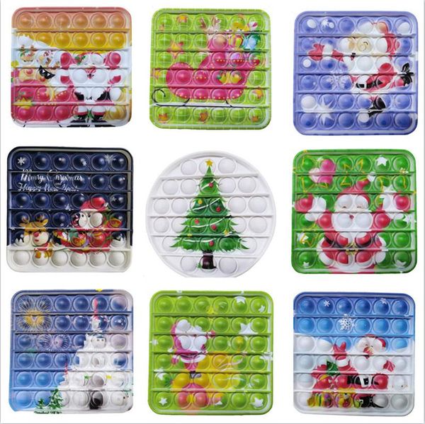 

12.3cm christmas finger fidget push bubbles toy for children xmas elk snowman party game toys gifts wholesale x0908b