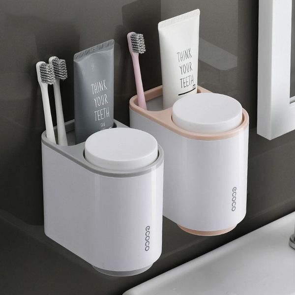 

toothbrush holders holder toothpaste storage box wall-mounted magnetic adsorption with cup bathroom accessories set