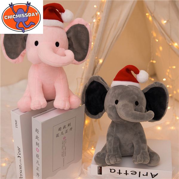

2 colors kids elephant pluh toys with christmas hat soft pillow stuffed cartoon animals soft dolls toys kids sleeping back cushion children