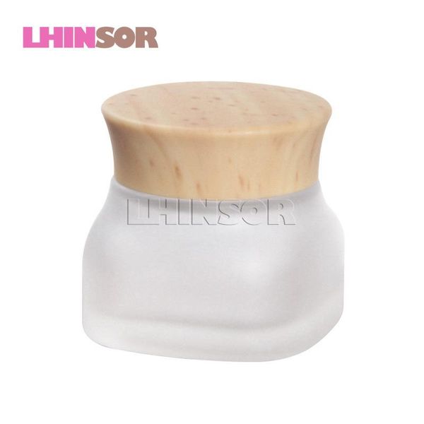 

storage bottles & jars 5pcs/lot 50g frosted glass plastic screw wood grain lid cream empty container cosmetic packaging containers