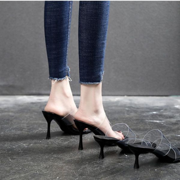 

summer fashion woman slipper heel sequined female slippers, Black