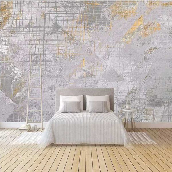 Sfondi Milofy Produttori Custom Gold Foil Art Linee astratte Sfondo geometrico Wallpaper Wall