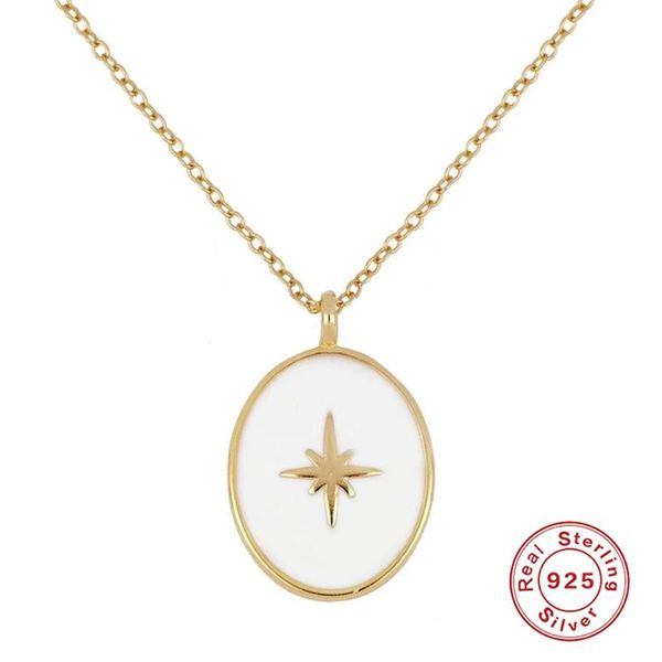 

chains boako plata de ley 925 necklace for women vintage anise star chain around the neck collares para mujer bijoux femme, Silver