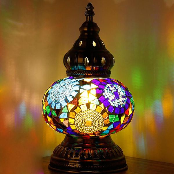 

table lamps mediterranean night light turkish mosaic for bedside bed lamp led fixtures retro home decor lanterns