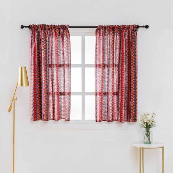 

pc rod small window short curtain household sheer valance kitchen balcony door panels home drape - 100x130cm ( & drapes