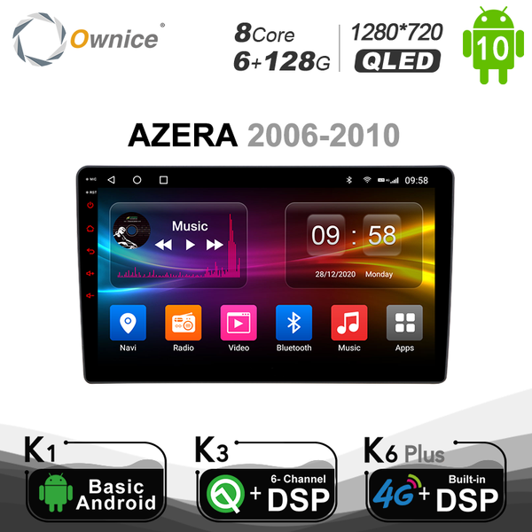 

car audio ownice 6g 128g rom android 10.0 dvd player for azera 2006 - 2010 spdif 4g dsp radio gps navi system