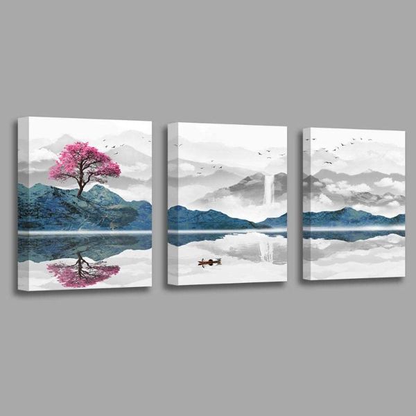 

paintings 3 pcs canvas-art modern nature mountain lake can decor for bedroom room wall