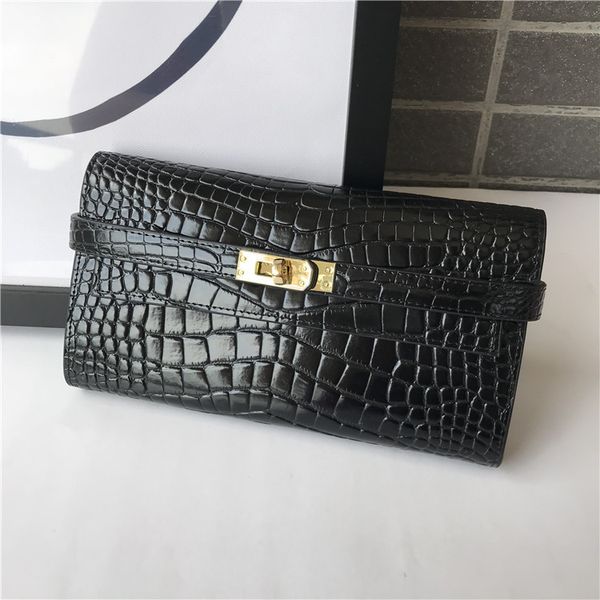 

design purse cowhide wallet crocodile star handbag, Brown;gray