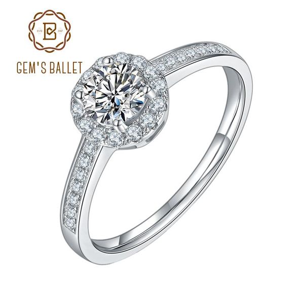 

cluster rings gem's ballet moissanite engagment 925 sterling silver 0.5ct vvs1 diamond ring for women wedding jewelry, Golden;silver