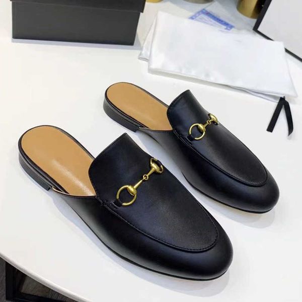 

designer genuine leather loafers men women princetown lace velvet slippers ladies casual mules metal buckle bees snake pattern with box, Black