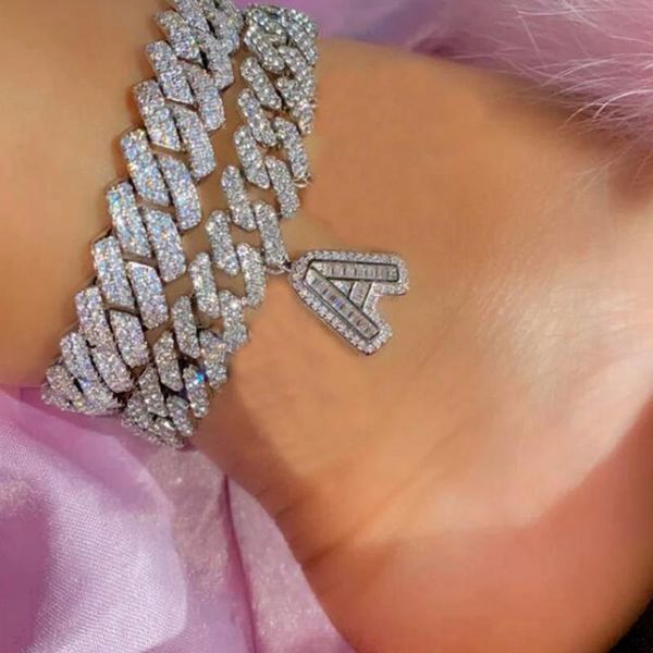 

anklets crystal hip hop cuban link initial a-z letter anklet iced out rhinestone chunky leg chain barefoot jewelry for women men, Red;blue