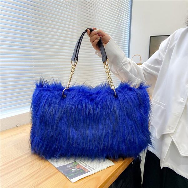 

evening bags large capacity fake fur chain armpit women's shoulder bag fashion designer handbag ladies messenger casual tote