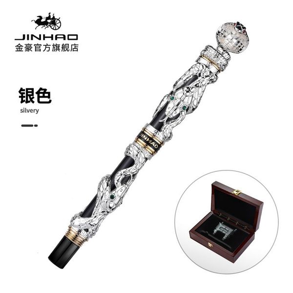 

gel pens jinhao vintage luxury full metal silver snake with red eyes rollerball pen calligraphy cobra 3d pattern heavy branding