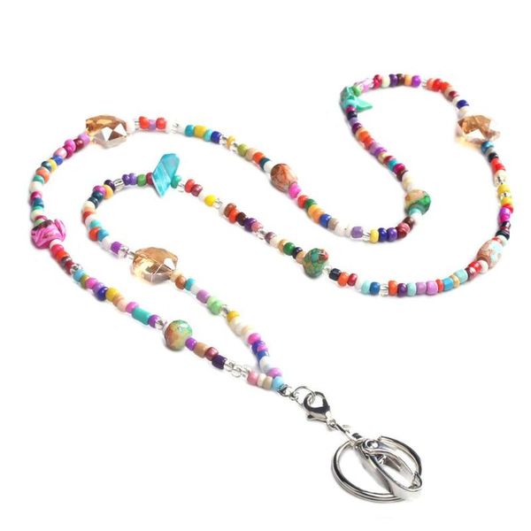 

arrive fashion crystal beads lanyard necklaces badge holder name lanyards for keys pendant, Silver