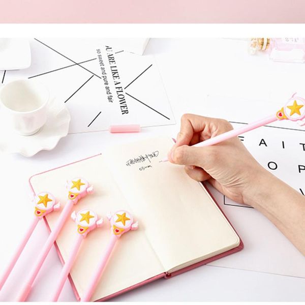 

gel pens 1pc pink cartoon magic star wings pen black ink signature school office gift for kid