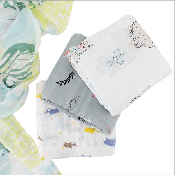 

soft blanket muslin swaddle bamboo fiber infant printed bedding bath towel swaddling for wrap baby blankets &