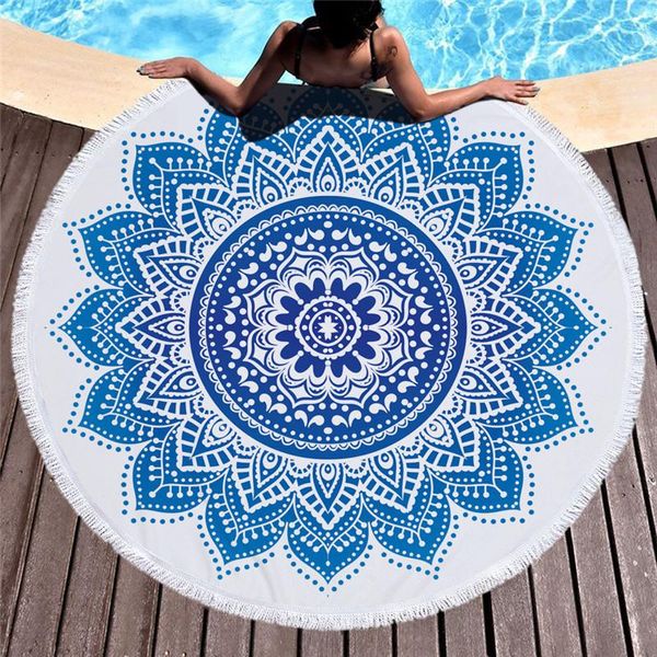 Полотенце 150 * 150см Микрофибра Ткань Бич Хлопок для взрослых Индия Коврик Yoga Tassel Одеяло Большой круглый ванн Гобелен