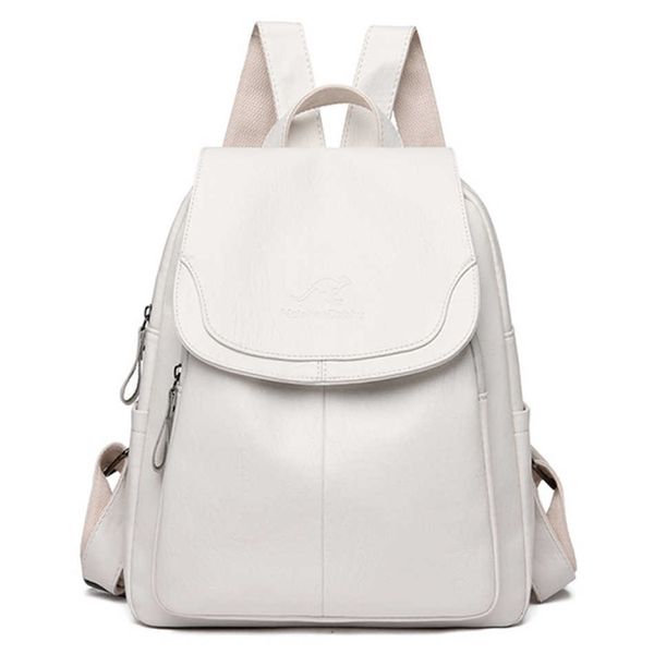 

white women backpack female leather backpacks ladies sac a dos school bags for girls large capacity travel back pack rucksacks y0804