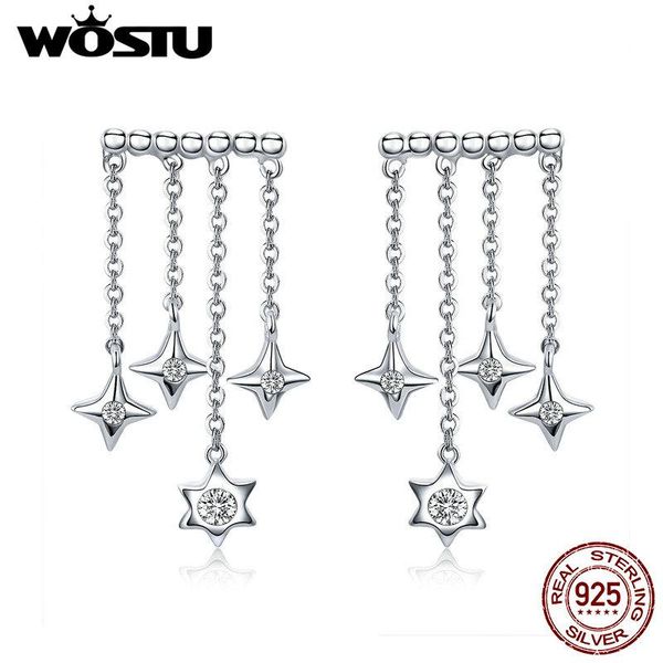 

dangle & chandelier wostu brand 925 sterling silver twinkling stars drop earrings for women girlfriend s925 earring jewelry year gift dxe410