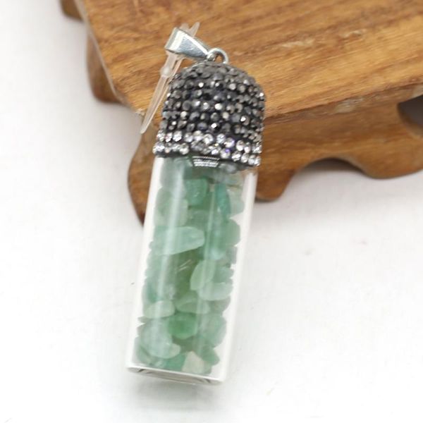 

charms natural stone amethyts gravel pendant reiki heal wishing bottle crystal for jewelry making diy necklace accessories, Bronze;silver