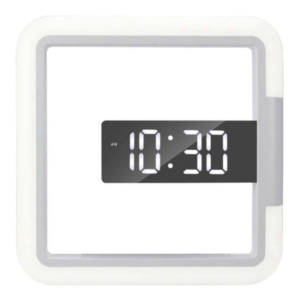 

other clocks & accessories 3d led digital wall clock alarm mirror hollow watch table 7 colors temperature nightlight for home living room