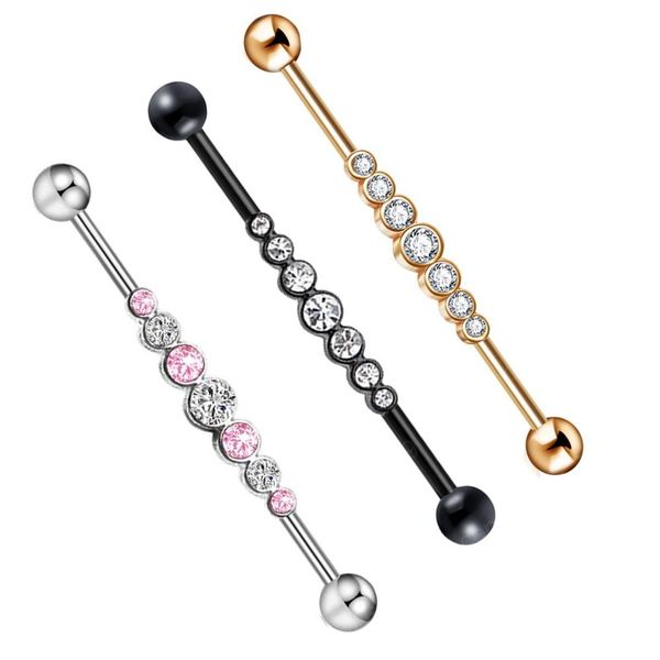 Barbell industrial Aço Inoxidável Trago Brinco Cartilagem Body Piercing Jóias 50 pcs para mulheres homens