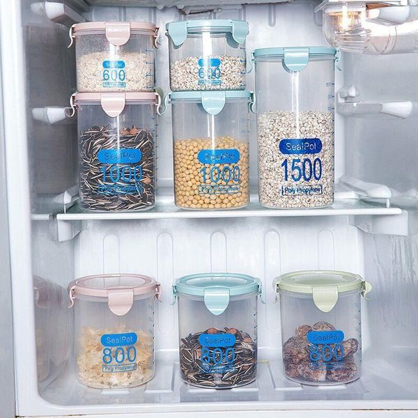 

storage bottles & jars pp box plastic clear container set with pour lids kitchen dried grains tank 600-1000ml
