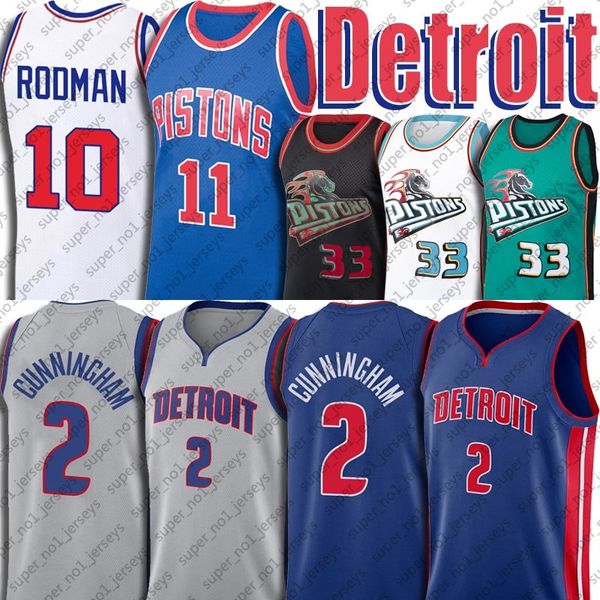 

2021 draft 2 cade cunningham jersey throwback grant 33 hill jerseys isiah dennis thomas rodman, Black;red