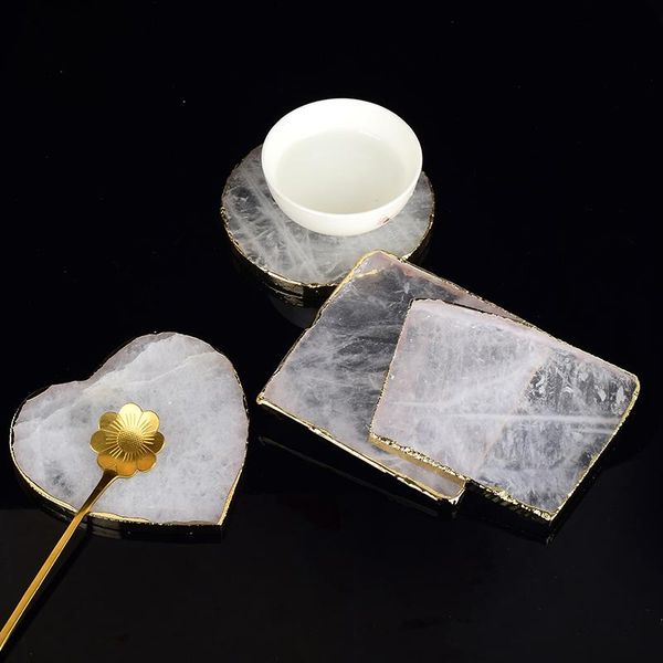 

decorative objects & figurines gems craft pad rock quartz heart shape slice natural stone electroplated gold edge crystal cup bevera