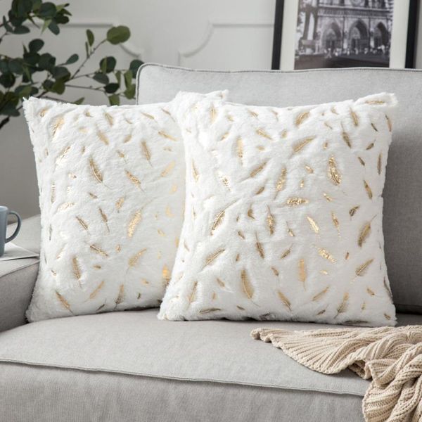 

christmas pillow cover short plush gold feather throw sofa cushion home decor cushion/decorative