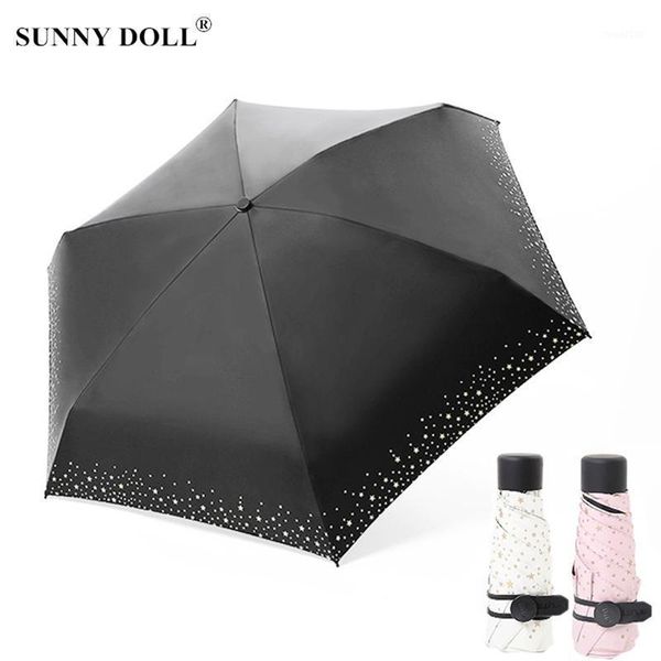 

umbrellas bronzing stars sun rain pocket umbrella anti uv mini five-folding windproof lightweight travel women sunscreen1