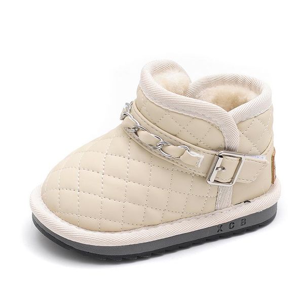 

first walkers winter baby snow boots thickened solid color toddler cotton-padded shoes black beige