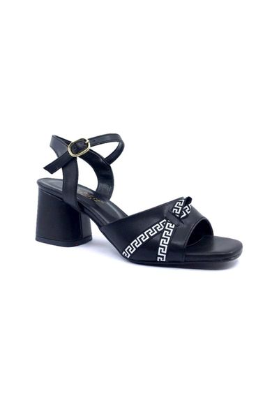 

sandals women's black summer casual heels single band shoe 2264