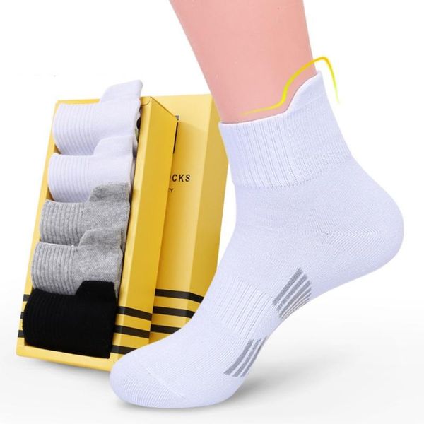 

sports socks 5 pairs professional cotton non-slip men women tube thick towel, Black