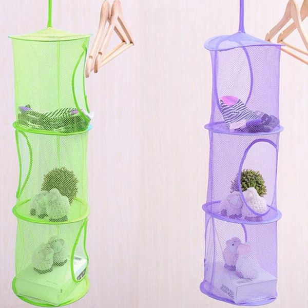 

3shelf hanging bag storage mesh net organizer laundry toy towel socks closet mhq home organization accessories boxes & bins
