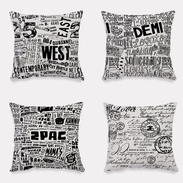 

black white geometric graffiti cotton linen cushion cover decor home sofa nordic simple decorative cushion/decorative pillow