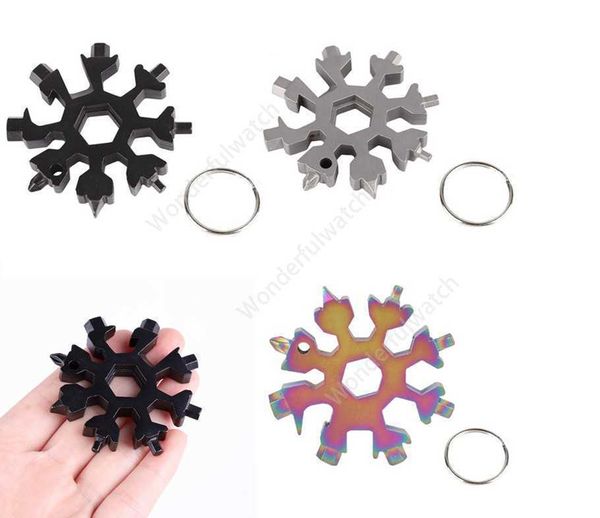 DHL 18 em 1 Camp Key Ring Tool Ferramenta Multifunções Caminhada Keyring Multipurpositor Sobreviva Aberturas Ao Ar Livre Floco de Neve Spanne Spanne Hex Chave Daw299