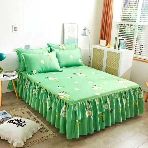 

sheets & sets 1/2/3 pcs bedding set fitted flower green sheet with case soft and comfortable for bedroom bed skirt cover