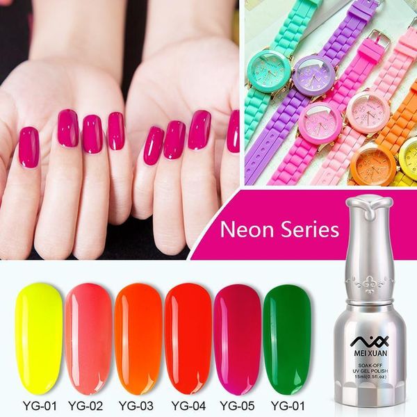 

meixuan fluorencent color gel nail l base coat needed art uv led varnish1, Red;pink