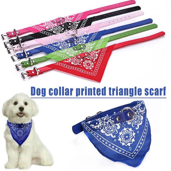 

dog collars & leashes pet bandanas collar for dogs cats adjustable pu leather triangular bibs scarf with paisley pattern puppy accessories