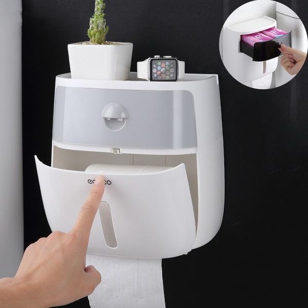 

toilet paper holders waterproof wall mount holder tissue box bathroom storage shelf roll tube creative phone tray