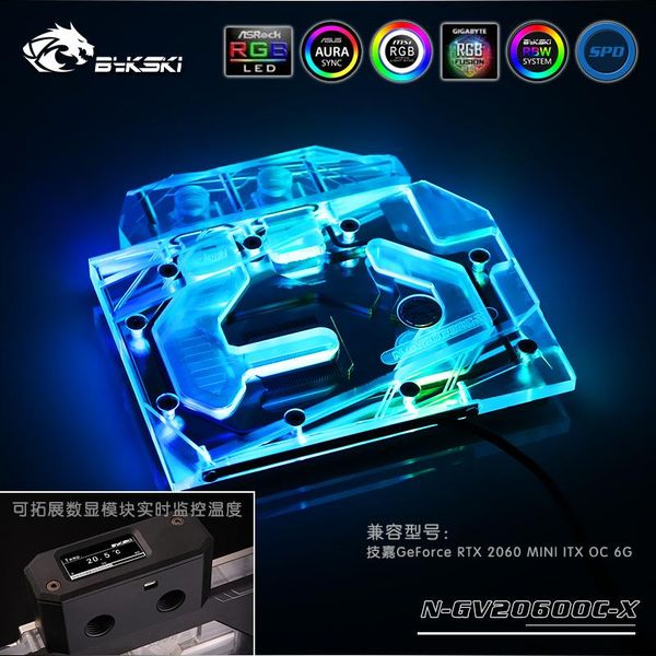 

bykski gpu cooler full cover graphics card water cooling block for gigabyte rtx2060 mini itx oc 6g n-gv2060oc-x fans & coolings