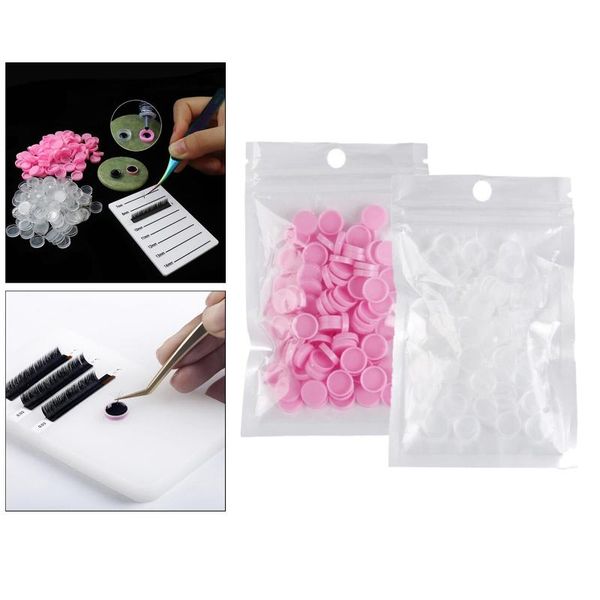 

false eyelashes 100pcs smart glue cups eyelash holder for lash extensions supplies, plastic