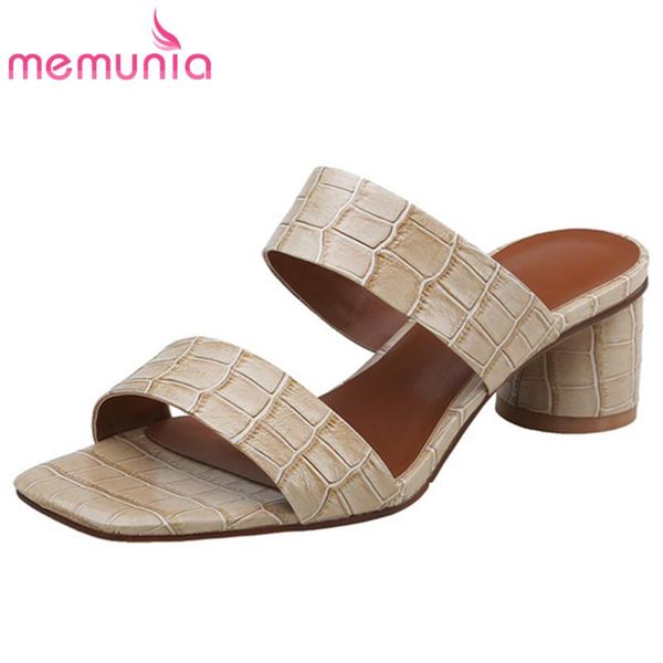 

fashion beach sandals women genuine leather shoes solid colors square heel summer casual ladies, Black