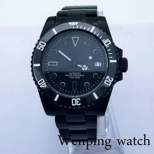 

wristwatches 2021 40mm men's luxury mechanical sterile watch sapphire glass black case ceramic bezel date nh35 movement automatic, Slivery;brown