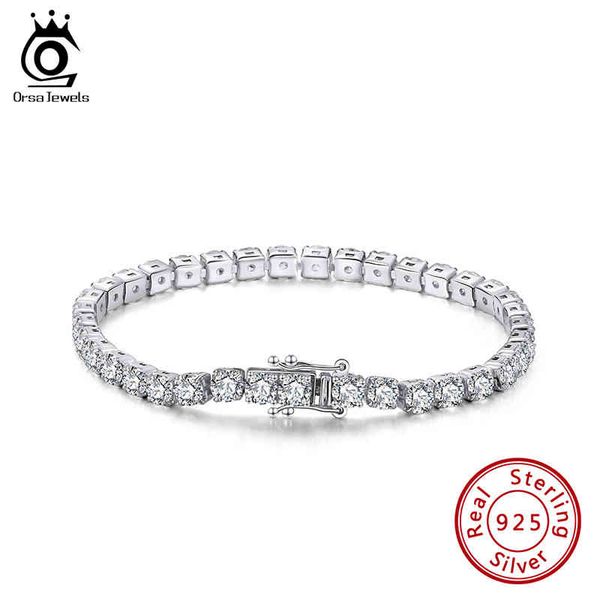 

orsa jewels 925 sterling silver bangles for women cubic zircon bracelet tennis chain hip hop jewelry sb95