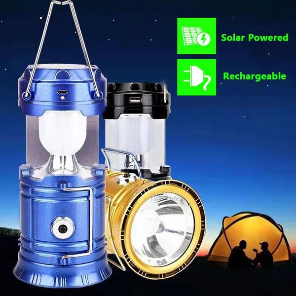 

solar power portable rechargeable for camping hiking emergency lighting folding outdoor flash light tent lamp lanterns