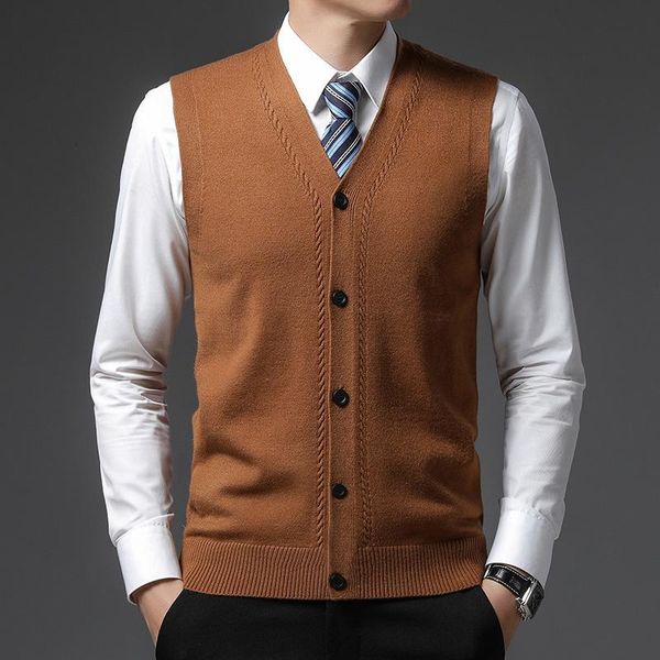 

men's vests pleuche grade 4 super anti-pilling winter v level neck fashion brand knit cardigan casual preppy sweater vest sleeveless, Black;white